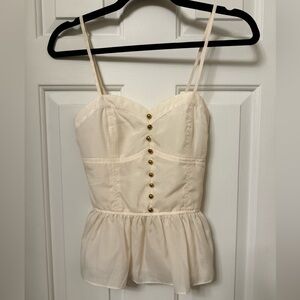 Zinga Cream Peplum Spaghetti Strap Top – Size S